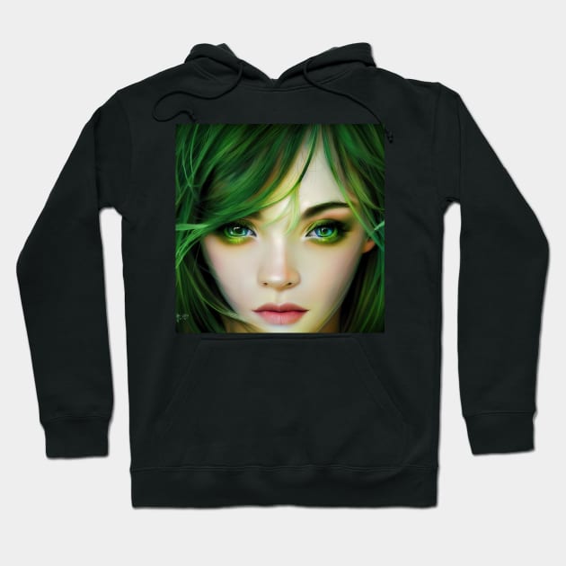 Elf Woman with Green eyes Hoodie by JyFDesignz